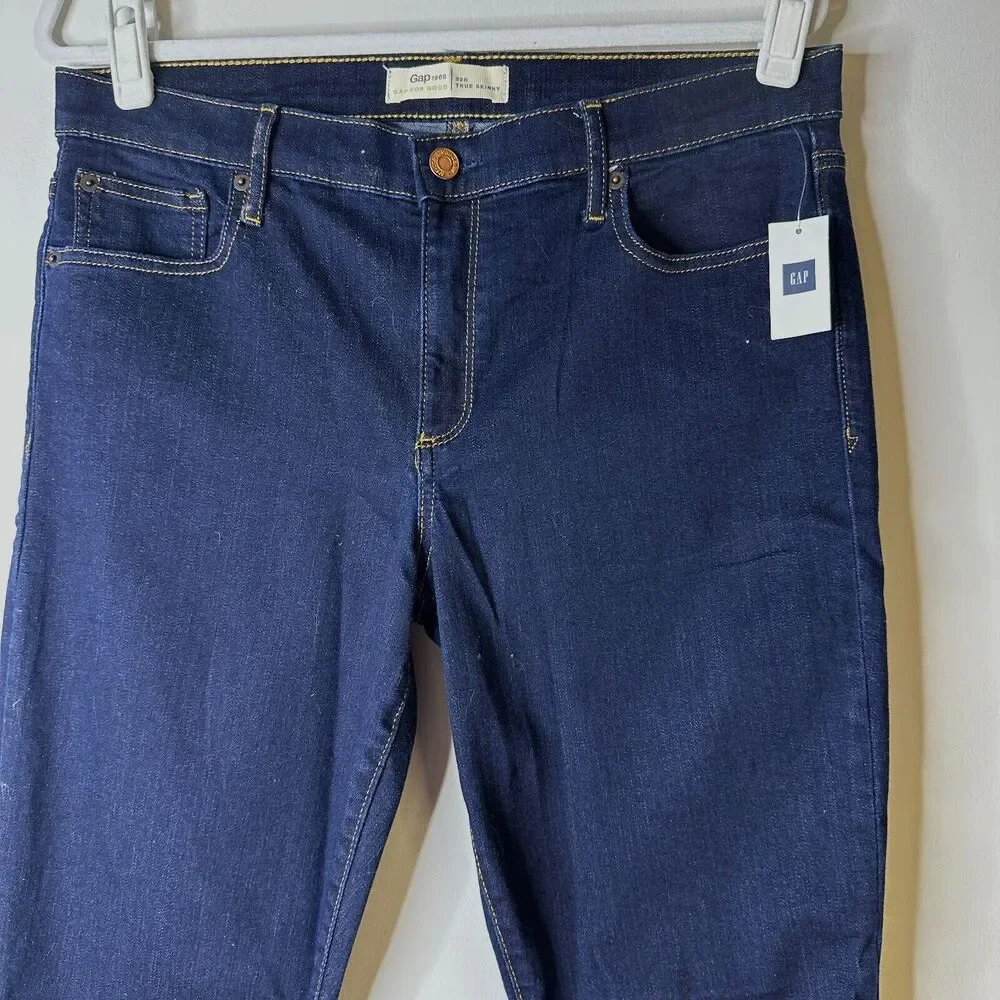 GAP 1969 Jean Women 32 R Dark Wash Stretch Mid Rise Gap For Good True Skinny NWT